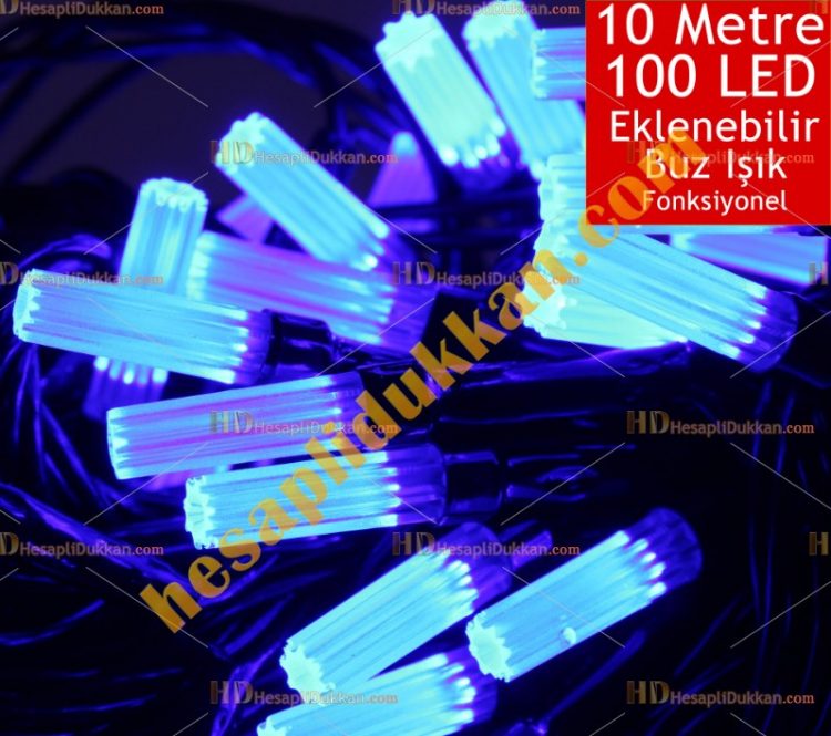 Yılbaşı ürünleri ışıkları mavi 100 led buz Hesaplı Dükkan