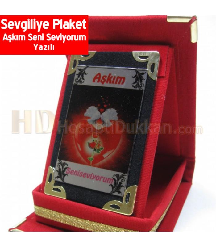 Sevgililer günü plaket Aşkım seni seviyorum yazılı