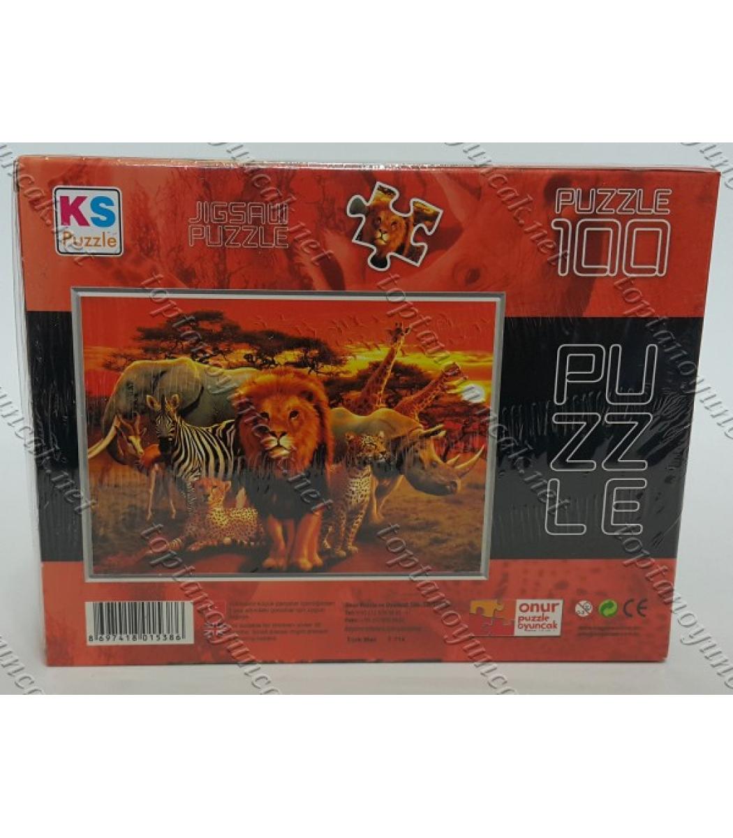 Toptan Puzzle Yapboz Lisansli 100 Parca Orman Hayvanlari