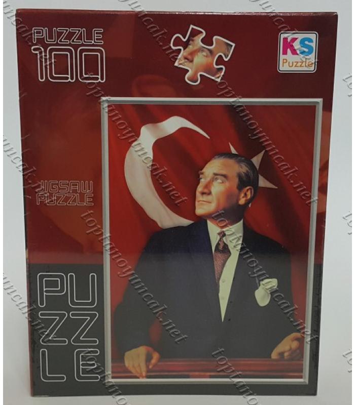 Toptan puzzle yapboz lisanslı 100 parça Atatürk Bayrak