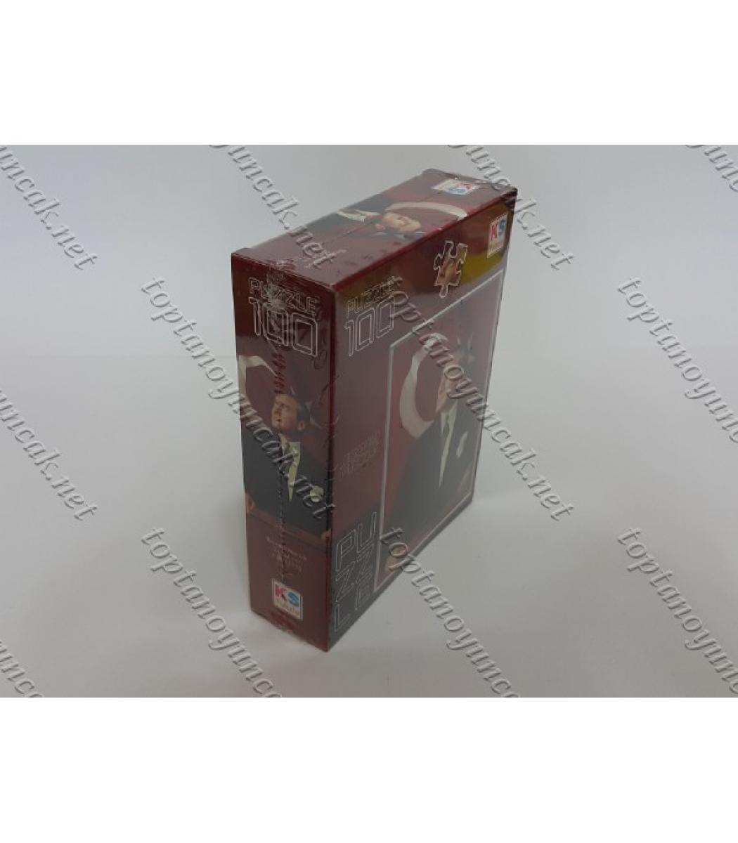Toptan Puzzle Yapboz Lisansli 100 Parca Ataturk Bayrak