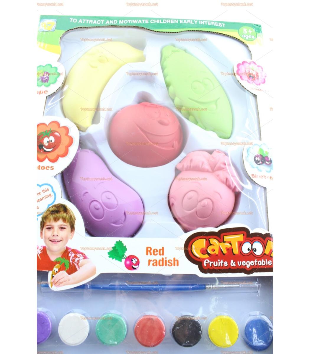 Toptan Egitici Oyuncak Meyve Sebze Boyama Seti