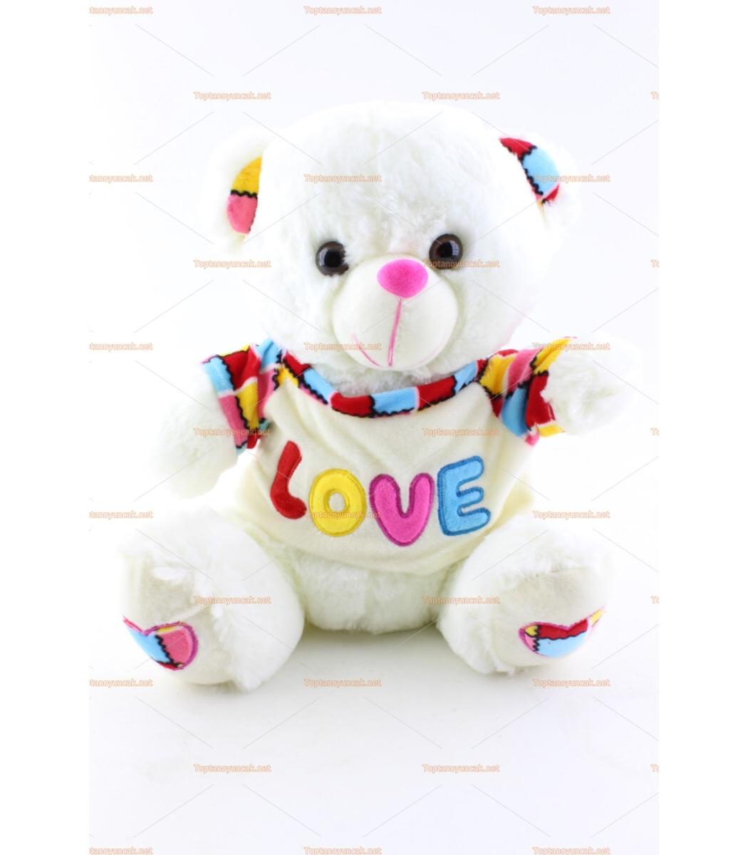 30 Cm Pelus Ayi Love Kazak Renkli Kulak