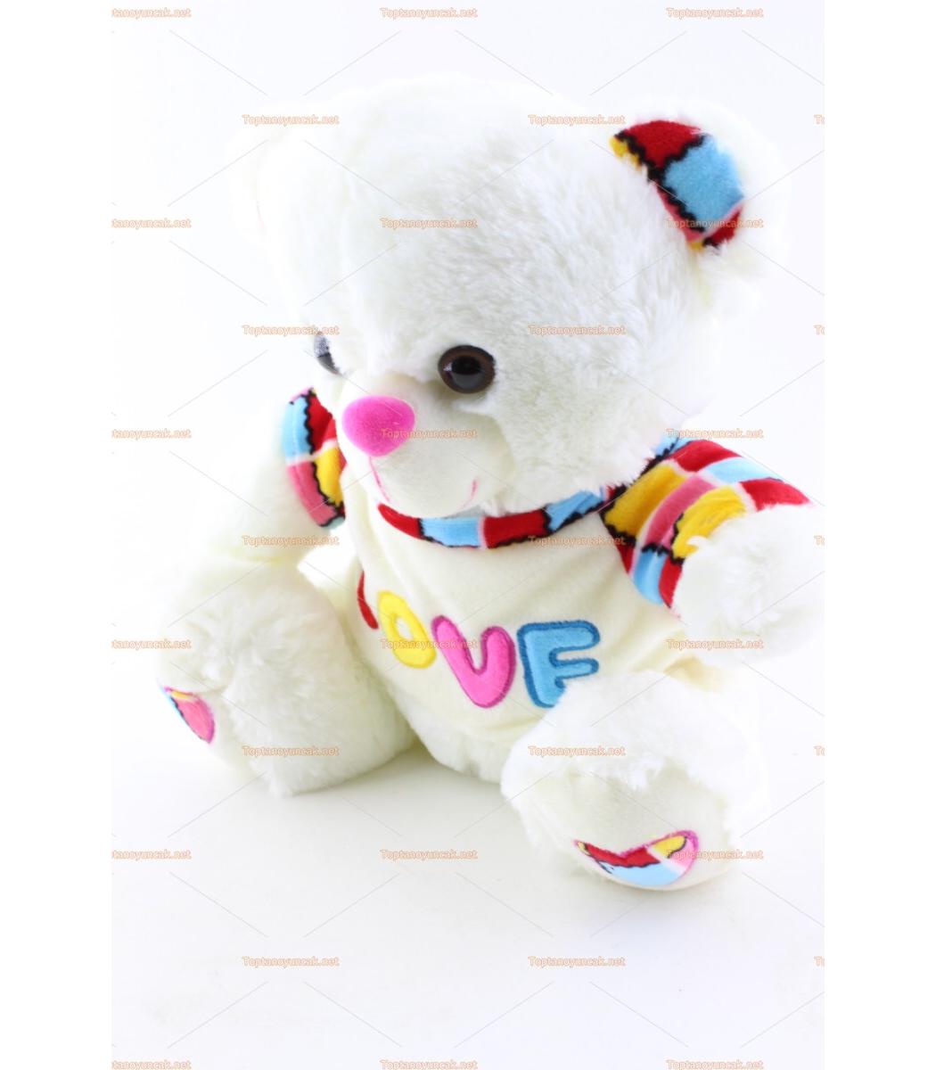 30 Cm Pelus Ayi Love Kazak Renkli Kulak