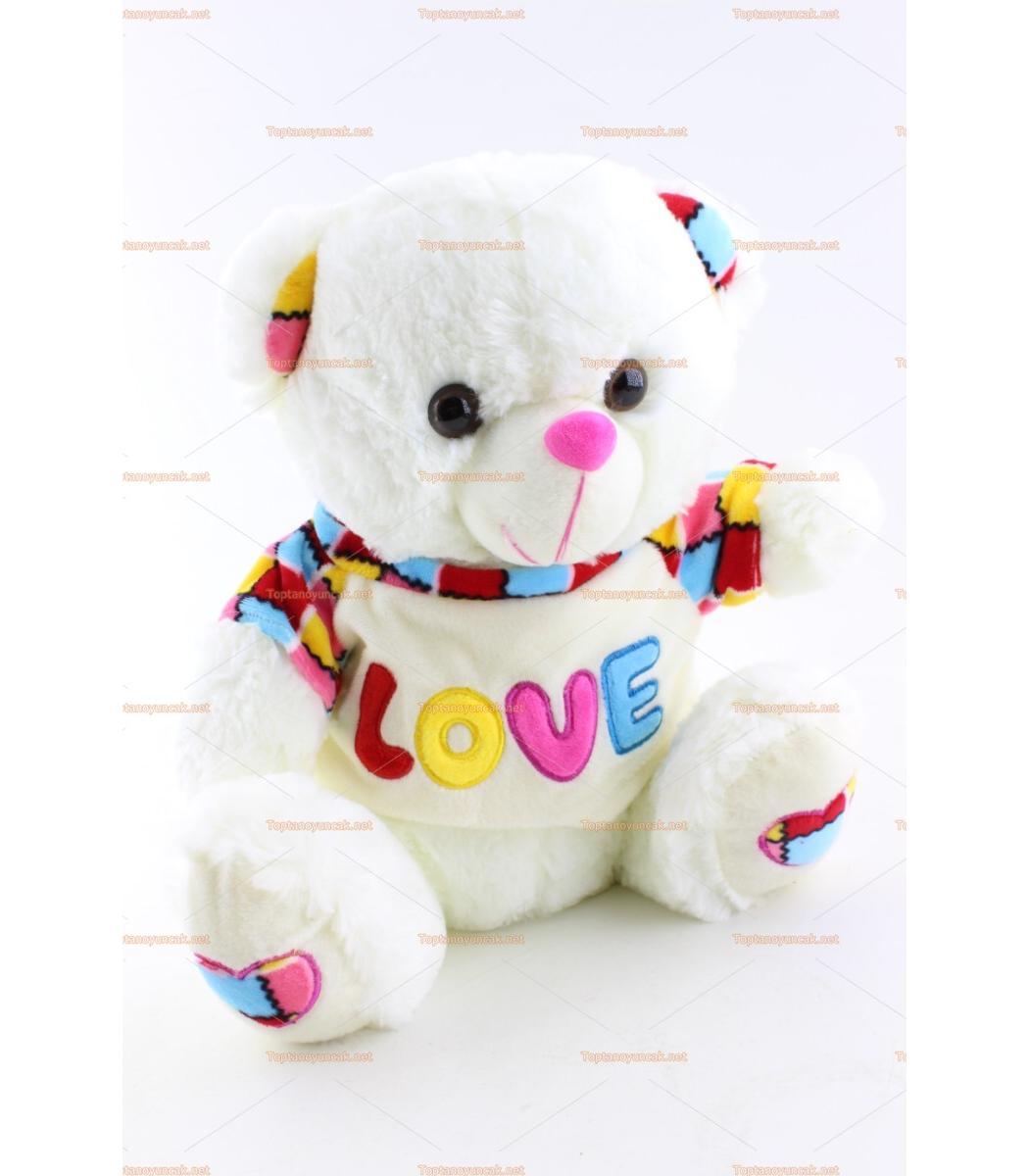 30 Cm Pelus Ayi Love Kazak Renkli Kulak