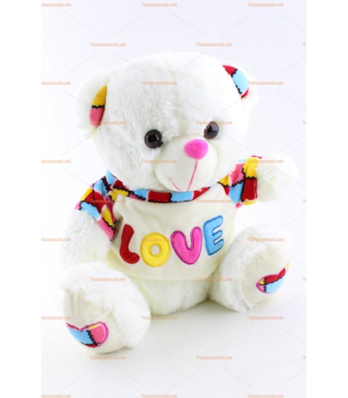 30 cm peluş ayı love kazak renkli kulak