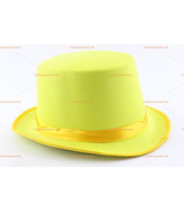 Toptan parti şapkaları renkli parlak silindir sarı kurdeleli
