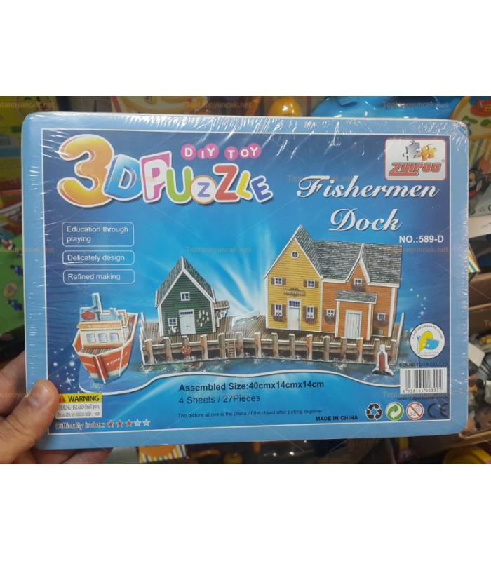 Toptan 3D karton puzzle balıkçı barakası