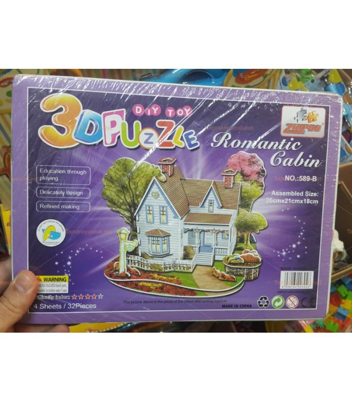 Toptan 3D karton puzzle romantik ev