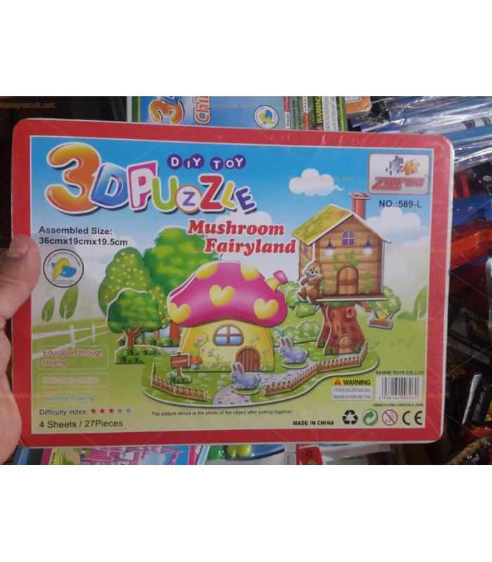 Toptan 3D karton puzzle mantar ev peri ülkesi