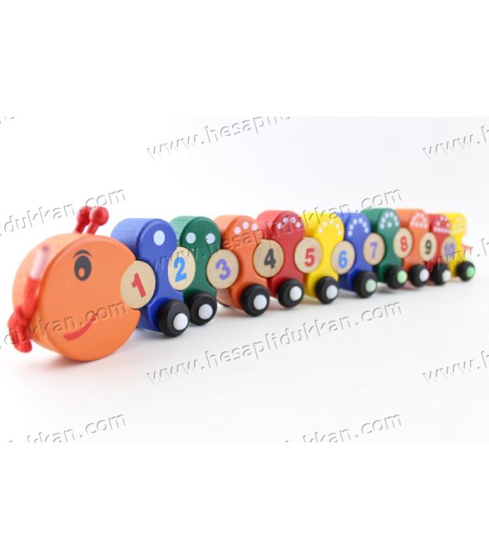 Promosyon oyuncak eğitici ahşap tırtıl tren sayılar