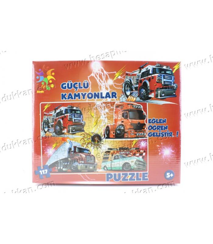 Promosyon oyuncak puzzle karton yapboz 4 in 1 güçlü kamyonlar