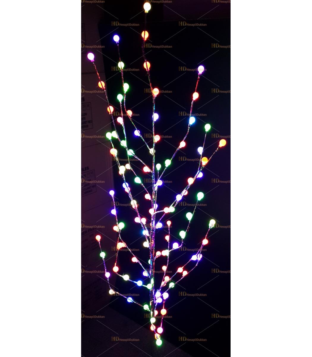 isikli yilbasi agaci 120 led top hareketli isik 160 cm metal govde