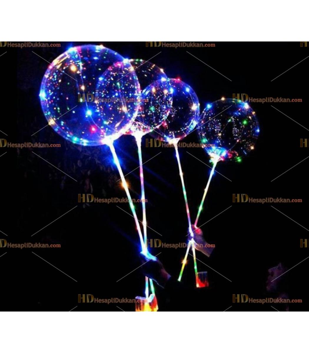 Toptan Led Isikli Cubuklu Sopali Seffaf Balon