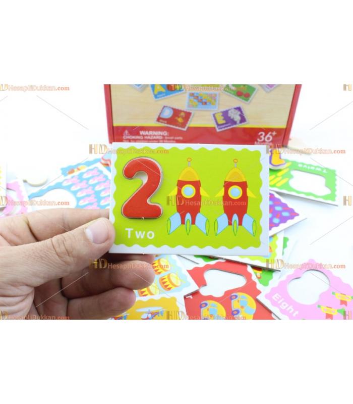 Toptan ahşap eğitici oyuncak rakamlı kartlar şekiller