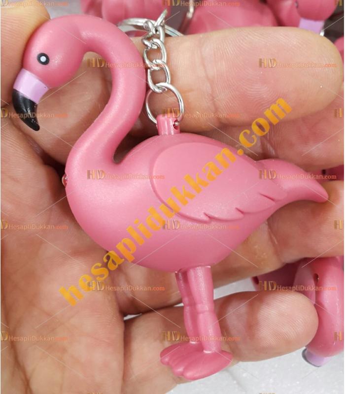 Toptan ışıklı sesli anahtarlık flamingo pembe