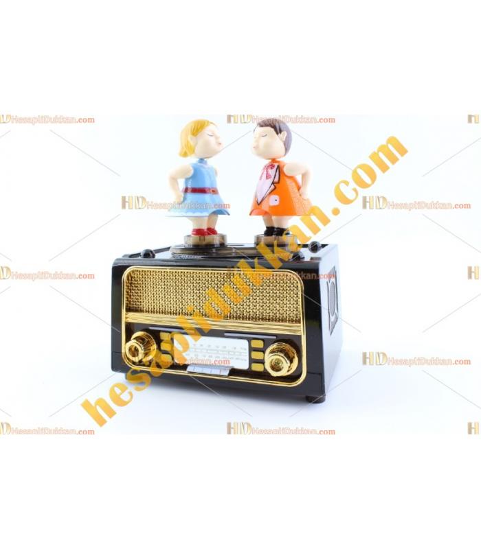 Toptan dans eden çift eski radyo müzik kutusu