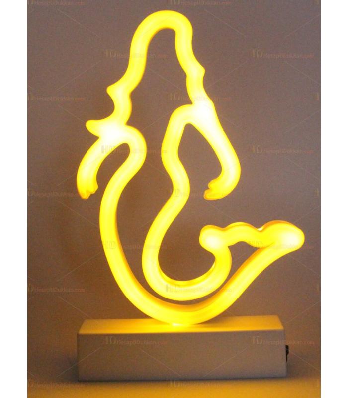 Mermaid Lamp Led Neon Deniz Kızı Lamba Sarı