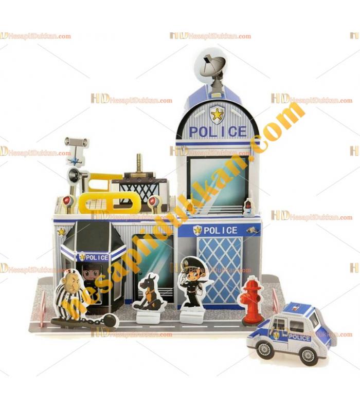 Toptan 3d puzzle Polis karakolu 4 karton 46 parça