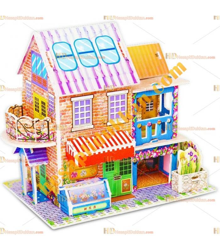 Toptan 3d puzzle çiftlik evi 4 karton 46 parça