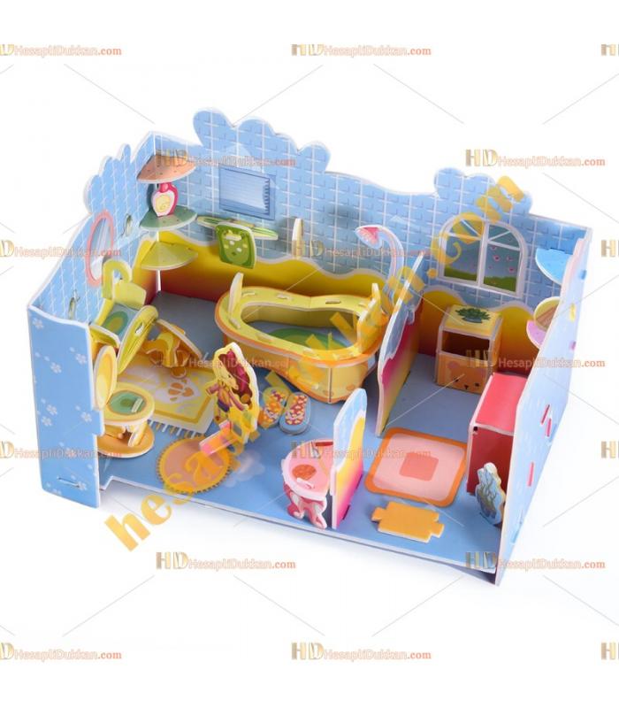 Toptan 3d puzzle cute bathroom 4 karton 79 parça