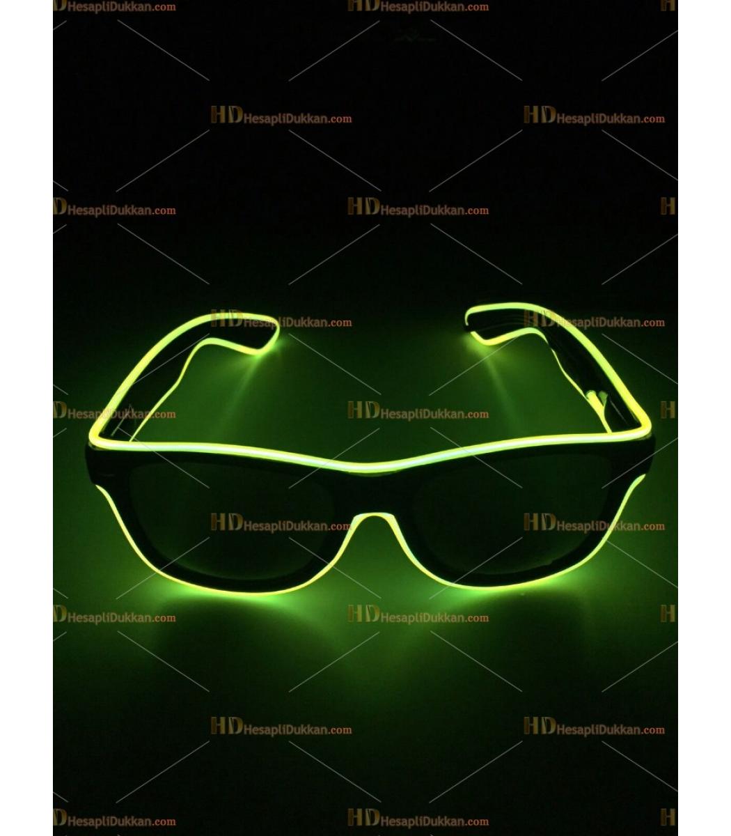 Toptan Led Isikli Glow Pilli Parlayan Parti Gozlukleri Yesil