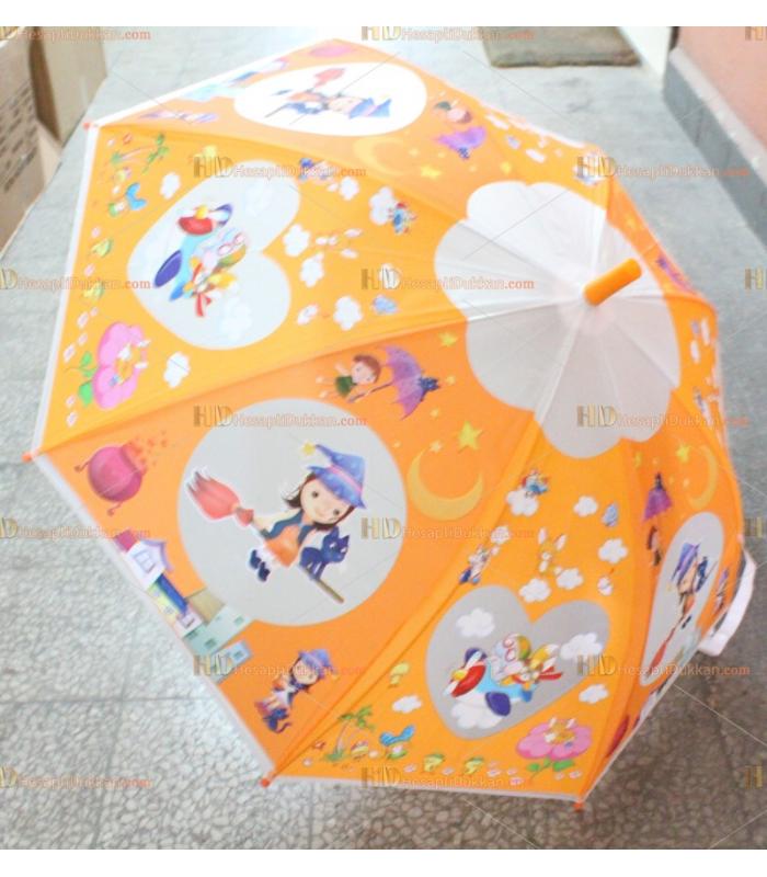 Toptan promosyon çocuk şemsiye ucuz fiyat turuncu
