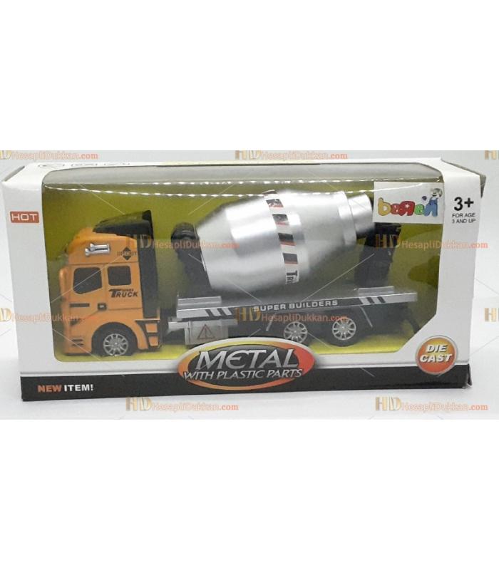 Toptan oyuncak beton kamyonu metal kutulu model araç