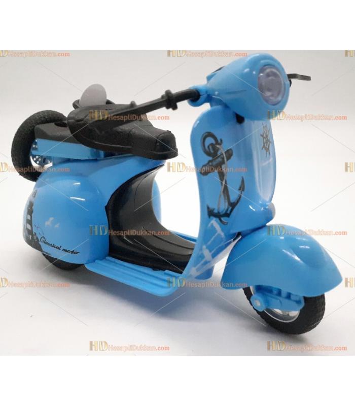 Toptan oyuncak çek bırak metal sesli ışıklı motosiklet mavi