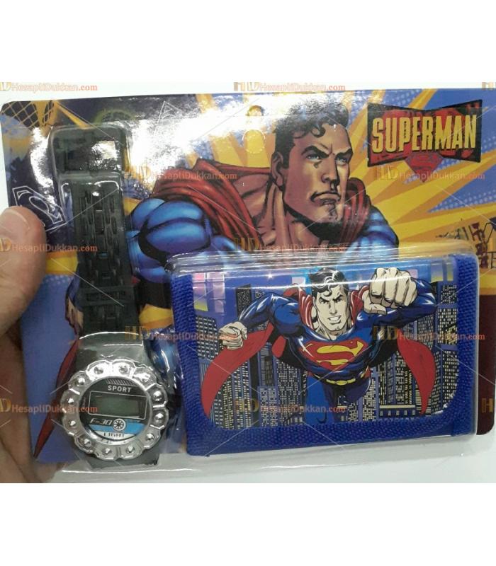 Toptan çocuk saat cüzdan set superman