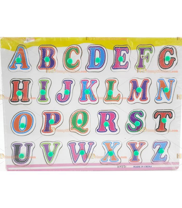 Ahşap toptan eğitici oyuncak puzzle harfer alfabe