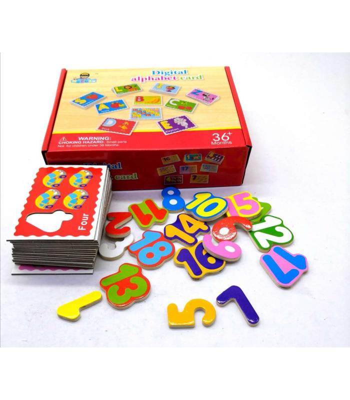 Toptan ahşap dijital alfabe kart eşleştirme eğitici oyuncak
