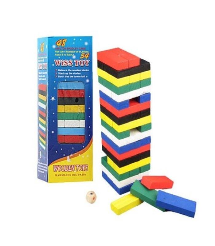 Toptan Ahşap Renkli Denge Jenga Oyunu