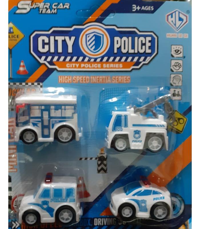 Toptan city police kartela 4 lü çek bırak araba set