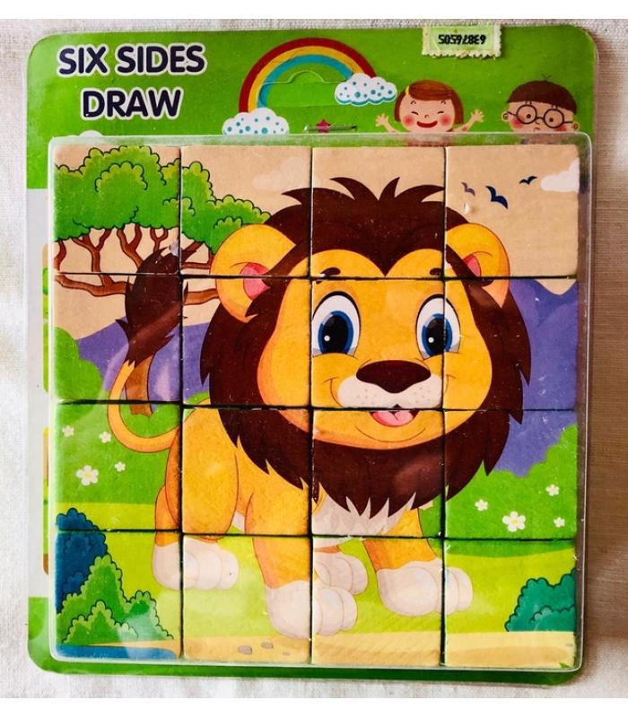 Toptan resimli ahşap puzzle blok 6 in 9 parça büyük boy