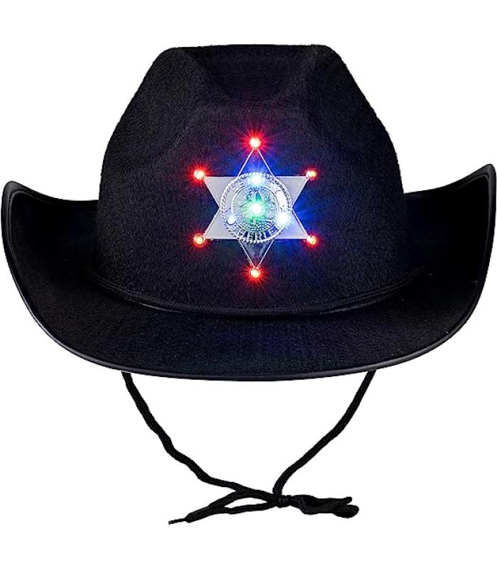 Topan Işıklı Kovboy Şerif Şapkası