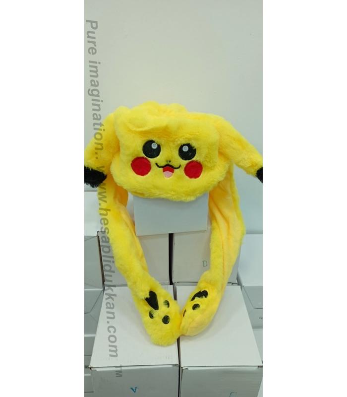 Toptan kulakları oynayan ışıklı Kawai Pikachu şapka