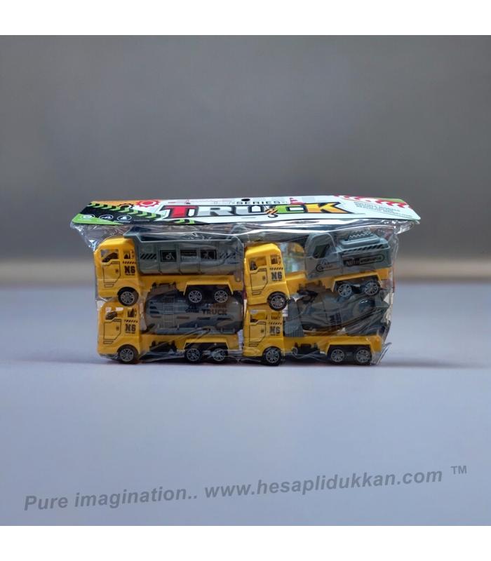 Toptan oyuncak çek bırak iş makinası arabaları araçları ucuz fiyat promosyon 4 lü set
