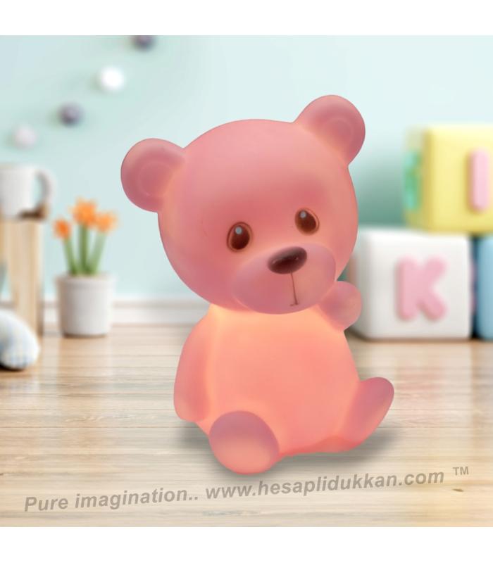 Toptan ucuz gece lambası promosyon Ayıcık pembe 15 cm
