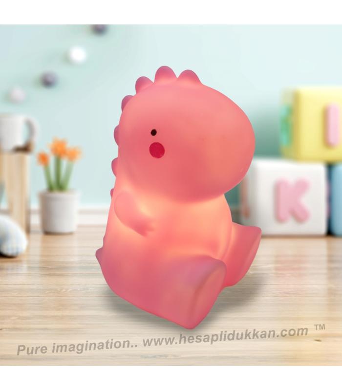 Toptan ucuz gece lambası promosyon Pembe Dinozor 15 cm