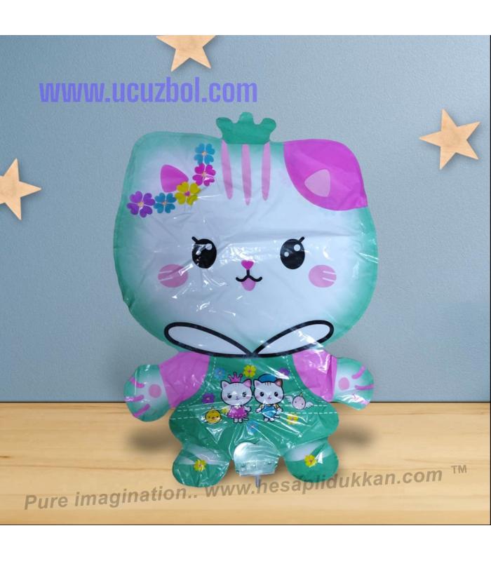 Toptan çubuklu sopalı folyo hayvanlı balon Şirin Kedi
