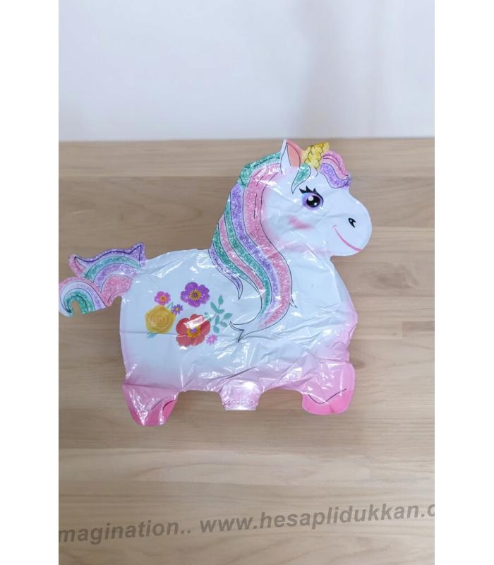 Toptan çubuklu sopalı folyo hayvanlı balon Şirin Beyaz Panayır At