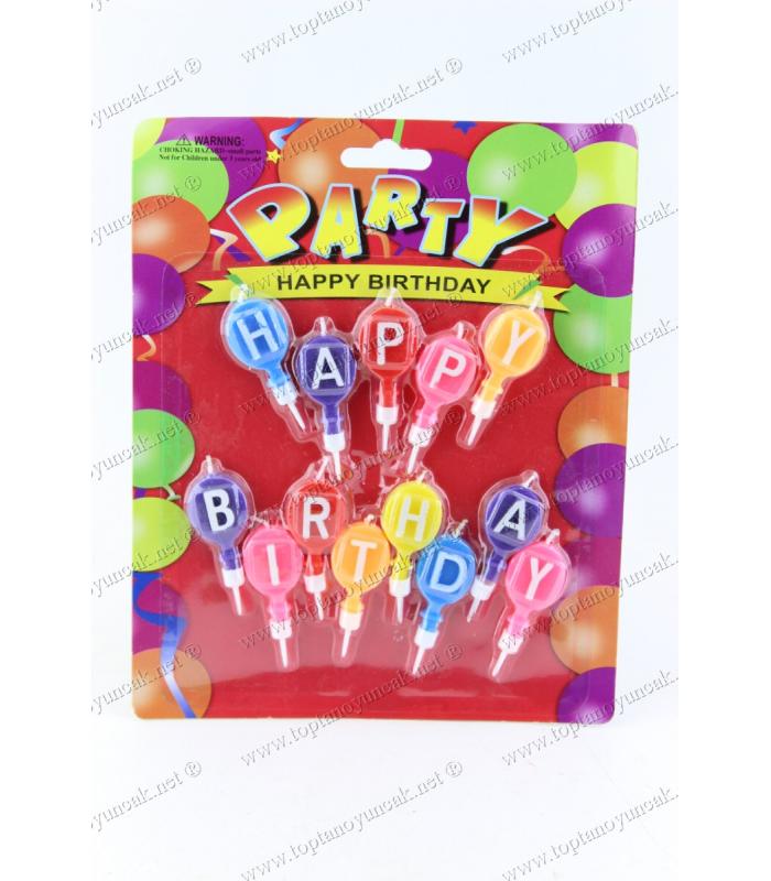 Toptan renkli doğum günü pasta mumu Happy Birthday Balon