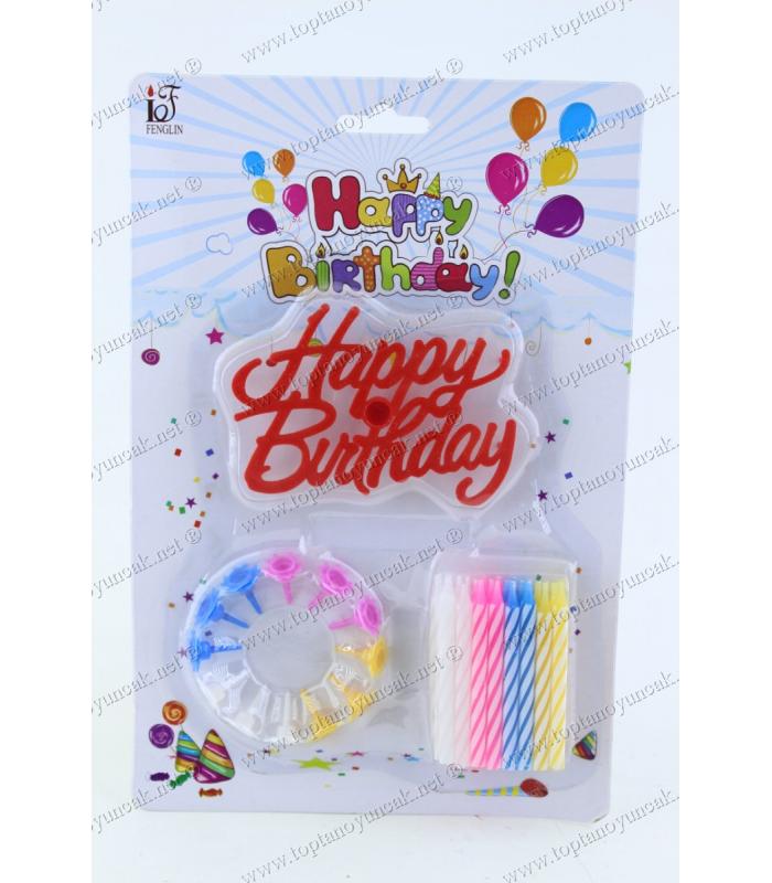 Toptan pasta doğum günü mumu happy birthday logolu