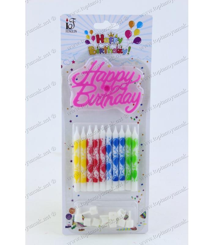Doğum günü mumu toptan 10 lu paket balon motif