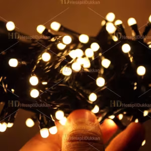 10 Metre 100 Led Gün Işığı Sarı Yeşil Kablo Eklemeli Yılbaşı Işığı