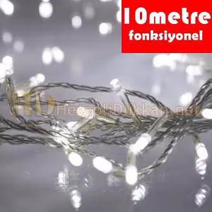 10 metre şeffaf kablo beyaz renk fonksiyonel yılbaşı led ışığı R634