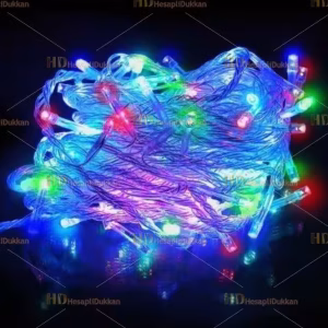 10 metre şeffaf kablo karışık renk 100 led fonksiyonel Yılbaşı ışığı