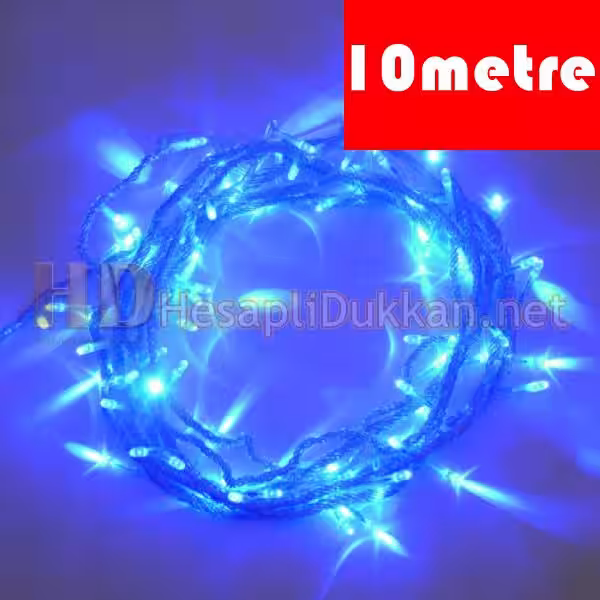 10 metre şeffaf kablo mavi led yılbaşı ışığı R638