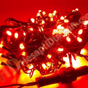 100 led eklenebilir kırmızı renk sabit yanar yeşil kablo yılbaşı ışık